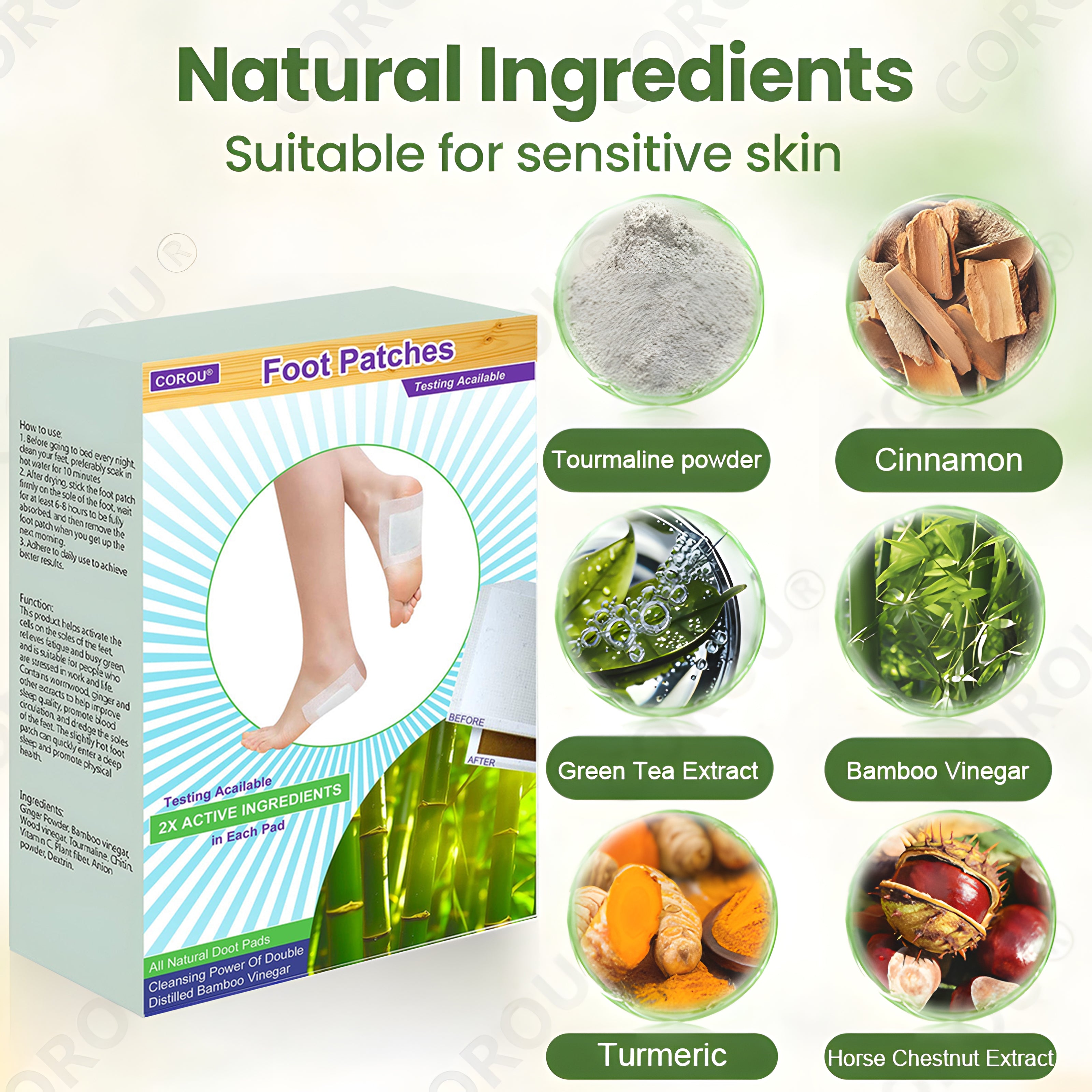 COROU® Natural Herbal Tourmaline Far Infrared Foot Patches 12 gempages 567118433360020521 da782563 e752 4043 9479 2bfcbcf13e8c